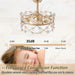 20 in. Gold Caged Ceiling Fan with Light, Flower Chandelier Ceiling Fan with Remote, Modern Crystal Fandelier for Bedroom Kids Room Living Room-3-ErisView