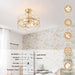 20 in. Gold Caged Ceiling Fan with Light, Flower Chandelier Ceiling Fan with Remote, Modern Crystal Fandelier for Bedroom Kids Room Living Room-4-ErisView