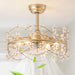 20 in. Gold Caged Ceiling Fan with Light, Flower Chandelier Ceiling Fan with Remote, Modern Crystal Fandelier for Bedroom Kids Room Living Room-1-ErisView