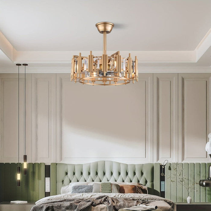 20 in. Gold Flush Mount Ceiling Fan Light Fixture with Control Remote for Stairway Bedroom LivingRoom Kitchen-ErisView