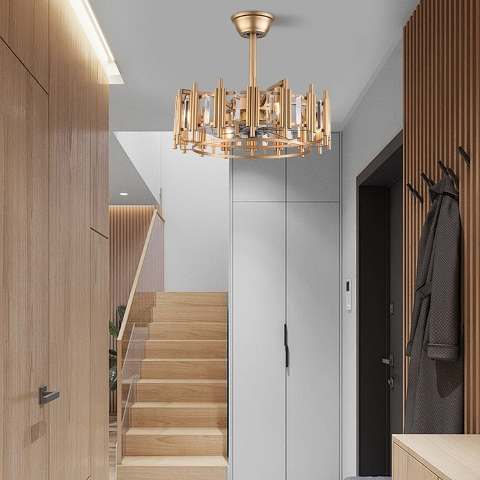 20 in. Gold Flush Mount Ceiling Fan Light Fixture with Control Remote for Stairway Bedroom LivingRoom Kitchen-ErisView
