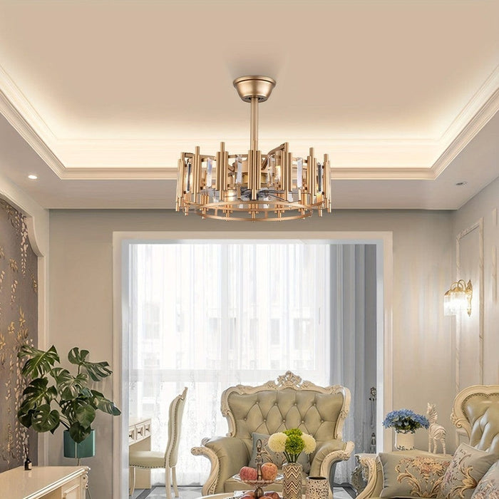 20 in. Gold Flush Mount Ceiling Fan Light Fixture with Control Remote for Stairway Bedroom LivingRoom Kitchen-ErisView