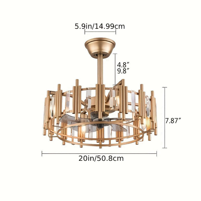 20 in. Gold Flush Mount Ceiling Fan Light Fixture with Control Remote for Stairway Bedroom LivingRoom Kitchen-ErisView