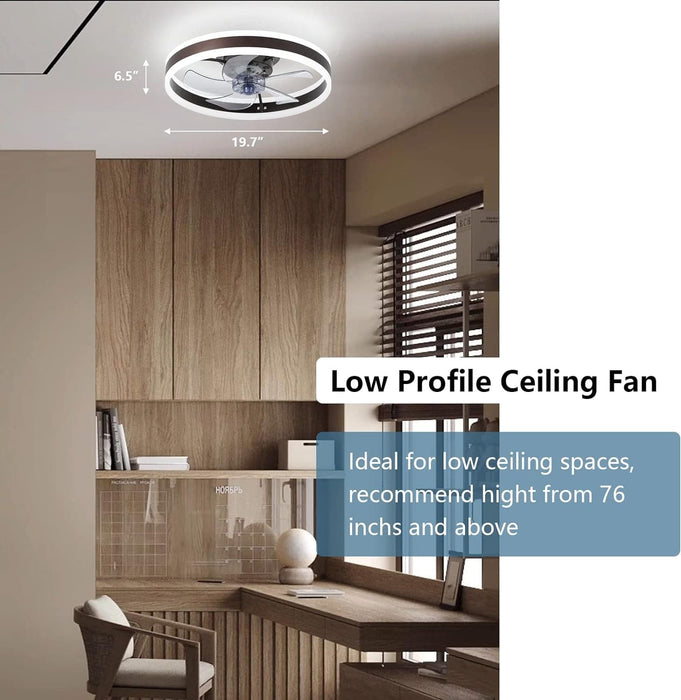 20 in. LED Ceiling Fan with Light and Remote Control, Flush Mount Low Profile Ceiling Fan and Light, Reversible Ceiling Fan for Winter Summer-17-ErisView