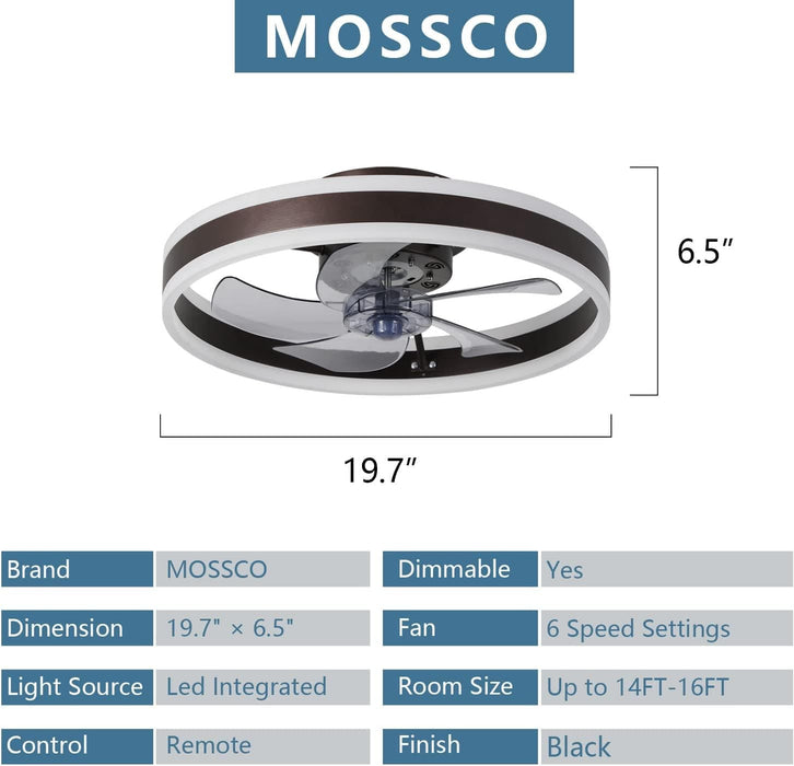 20 in. LED Ceiling Fan with Light and Remote Control, Flush Mount Low Profile Ceiling Fan and Light, Reversible Ceiling Fan for Winter Summer-18-ErisView
