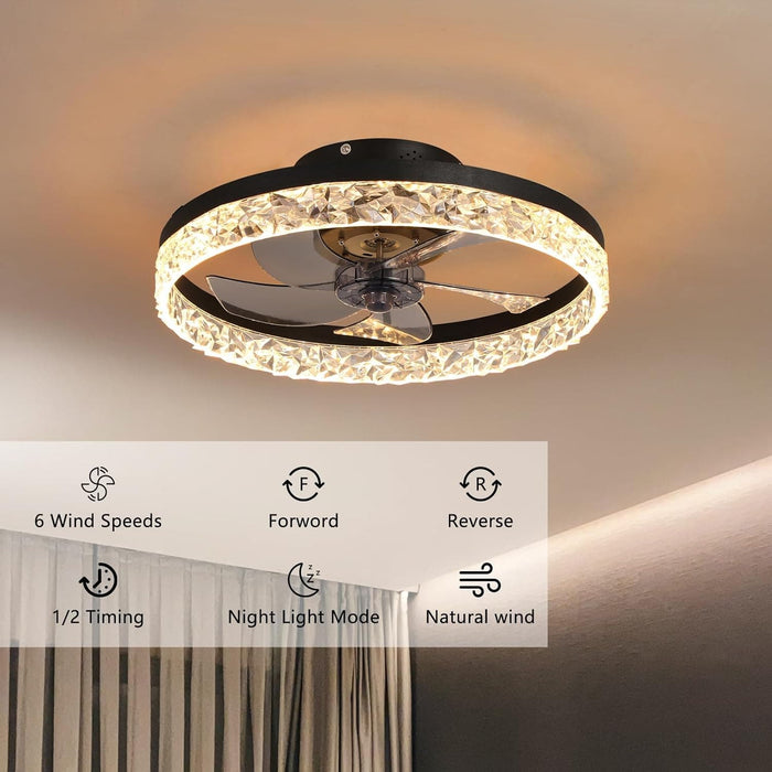 20 in. LED Ceiling Fan with Light and Remote Control, Flush Mount Low Profile Ceiling Fan and Light, Reversible Ceiling Fan for Winter Summer-6-ErisView