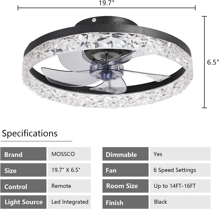 20 in. LED Ceiling Fan with Light and Remote Control, Flush Mount Low Profile Ceiling Fan and Light, Reversible Ceiling Fan for Winter Summer-8-ErisView