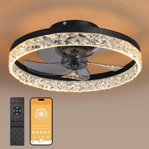 20 in. LED Ceiling Fan with Light and Remote Control, Flush Mount Low Profile Ceiling Fan and Light, Reversible Ceiling Fan for Winter Summer-1-ErisView