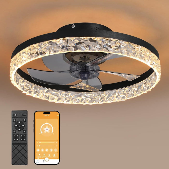 20 in. LED Ceiling Fan with Light and Remote Control, Flush Mount Low Profile Ceiling Fan and Light, Reversible Ceiling Fan for Winter Summer-1-ErisView