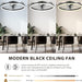 20 in. Low Ceiling Fan, Bedroom Ceiling Fans with Lights, Flush Mount Ceiling Fan and Light Remote, Modern Ceiling Fan and Light, Smart Black Fandelier -3-ErisView