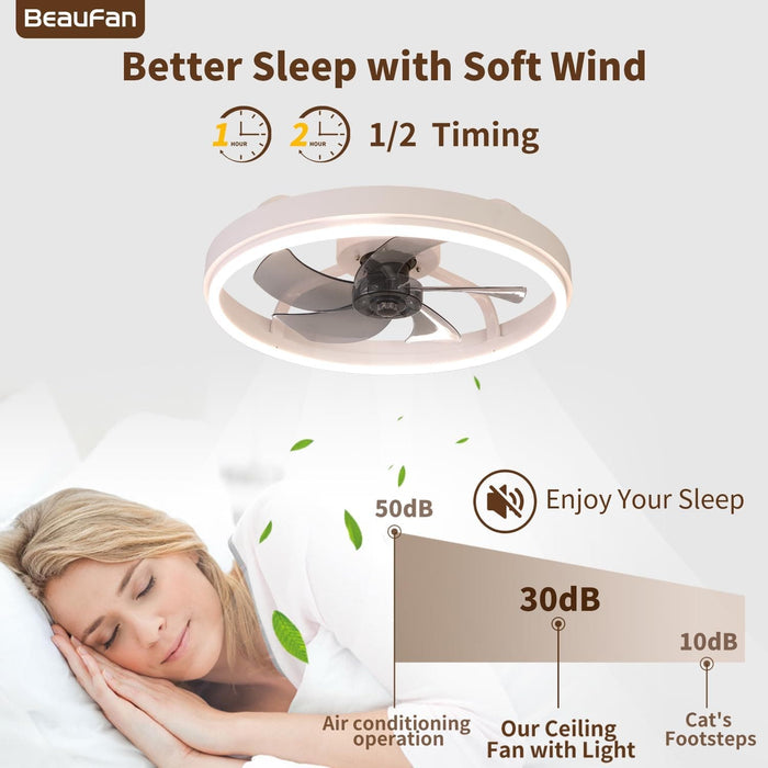 20 in. Low Profile Ceiling Fan with Light and Remote, Modern Dimmable Ceiling Fan for Bedroom Living Room Dining Room-6-ErisView