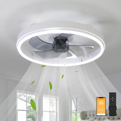 20 in. Low Profile Ceiling Fan with Light and Remote, Modern Dimmable Ceiling Fan for Bedroom Living Room Dining Room-1-ErisView