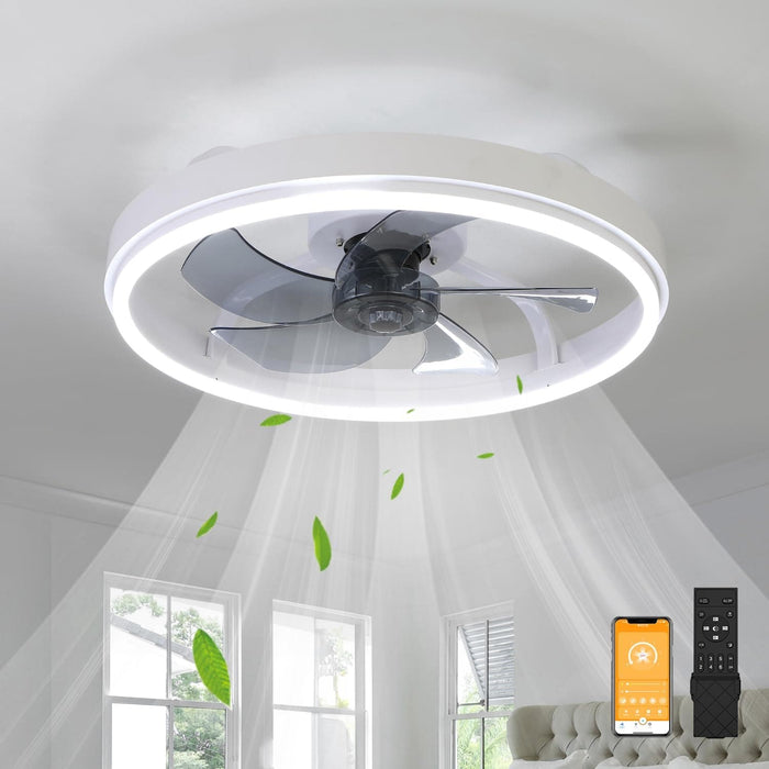 20 in. Low Profile Ceiling Fan with Light and Remote, Modern Dimmable Ceiling Fan for Bedroom Living Room Dining Room-1-ErisView