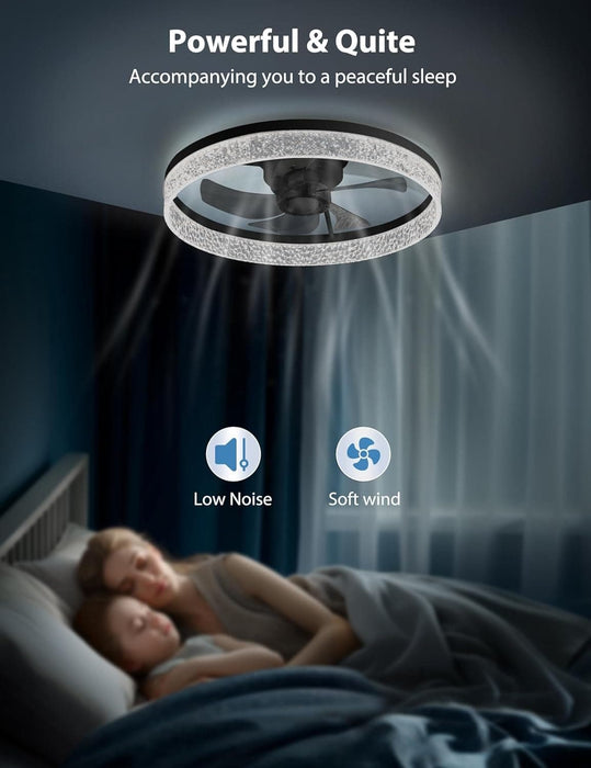 20 in. Low Profile Ceiling Fan with Remote APP Control, Dimmable Reversible Modern Ceiling Fan with Light for Bedroom Living Room Kitchen-4-ErisView