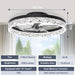 20 in. Low Profile Flush Mount Fandelier Ceiling Fan, White Modern Remote Control Ceiling Fan and Light, Dimmable Bladeless LED Fan Light -18-ErisView