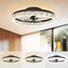 20 in. Low Profile Flush Mount Fandelier Ceiling Fan, White Modern Remote Control Ceiling Fan and Light, Dimmable Bladeless LED Fan Light -19-ErisView