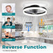 20 in. Matte Black Modern Remote Control Ceiling Fan and Light, Dimmable Low Profile Flush Mount Ceiling Fans for Bedroom Living Room-2-ErisView