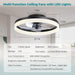 20 in. Matte Black Modern Remote Control Ceiling Fan and Light, Dimmable Low Profile Flush Mount Ceiling Fans for Bedroom Living Room-5-ErisView
