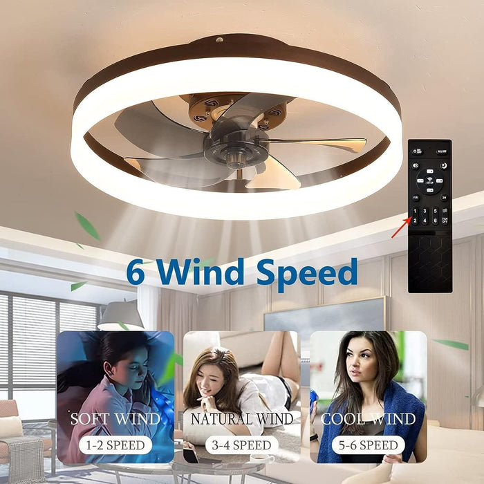 20 in. Modern Ceiling Fan with Low Profile Light, Black Smart Dimmable Low Profile Ceiling Fan-3-ErisView