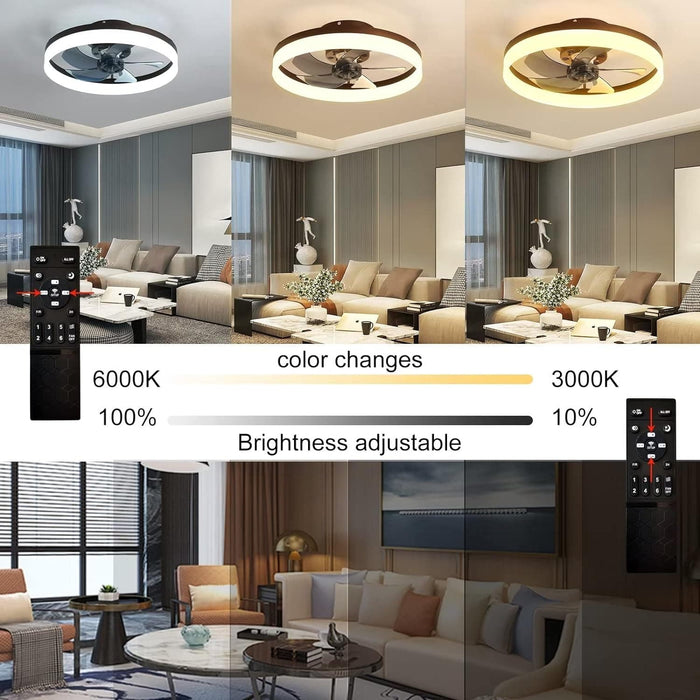 20 in. Modern Ceiling Fan with Low Profile Light, Black Smart Dimmable Low Profile Ceiling Fan-4-ErisView