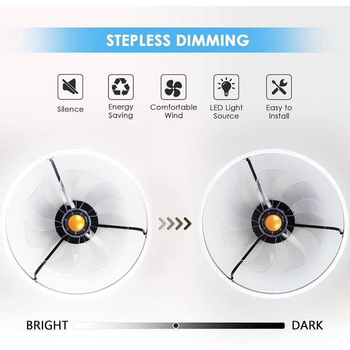 20 in. Modern Fan with Light Bladeless Ceiling Fan, Low Ceiling Fan with Lights Remote, Flush Mount Enclosed Ceiling Fan, Small Black Bedroom Ceiling Fans-3-ErisView