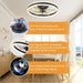 20 in. Modern Flush Mount Ceiling Fan, Smart Dimmable Reversible Bladeless LED Fan Light, Black Reversible Ceiling Fans with Lights-2-ErisView