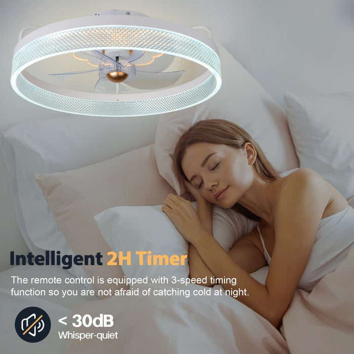 20 in. Modern LED Ceiling Fan with App Remote Control, Dimmable Silent Ceiling Fan for Bedroom Living Room-ErisView