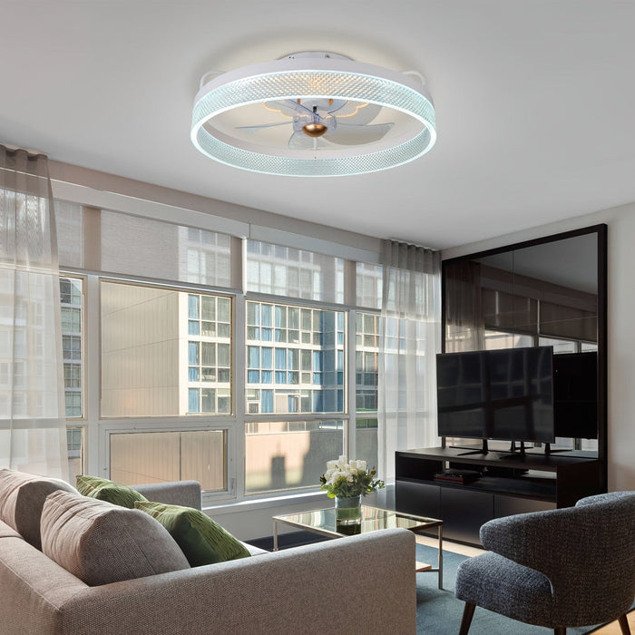 20 in. Modern LED Ceiling Fan with App Remote Control, Dimmable Silent Ceiling Fan for Bedroom Living Room-ErisView