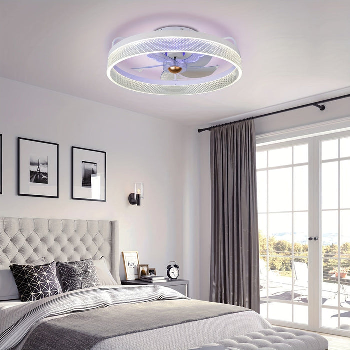 20 in. Modern LED Ceiling Fan with App Remote Control, Dimmable Silent Ceiling Fan for Bedroom Living Room-ErisView