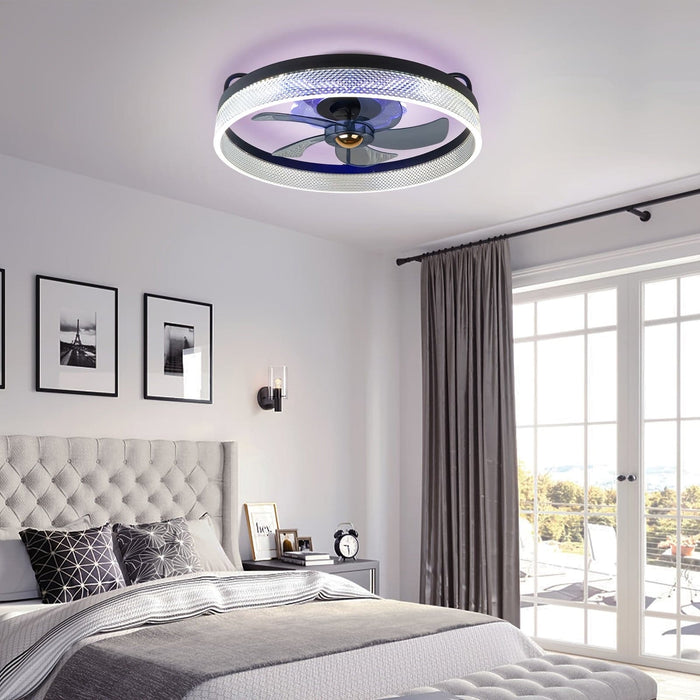 20 in. Modern LED Ceiling Fan with App Remote Control, Dimmable Silent Ceiling Fan for Bedroom Living Room-ErisView