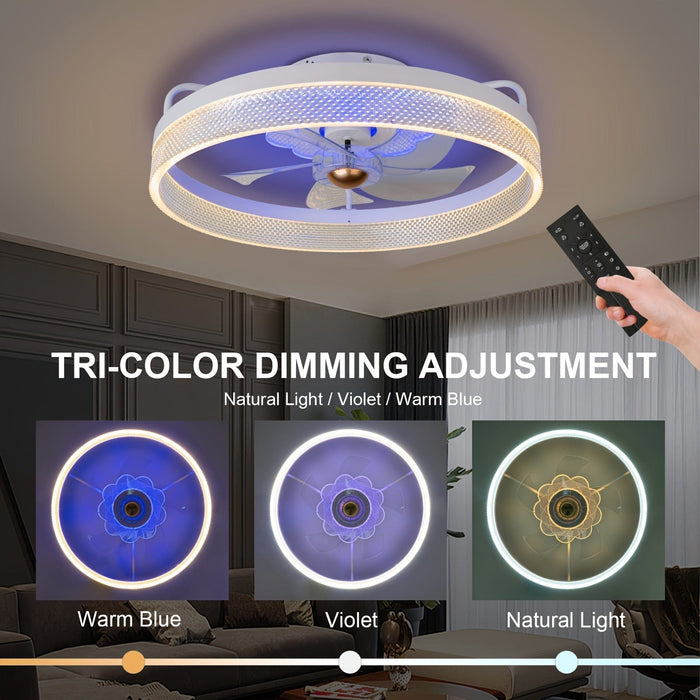 20 in. Modern LED Ceiling Fan with App Remote Control, Dimmable Silent Ceiling Fan for Bedroom Living Room-ErisView