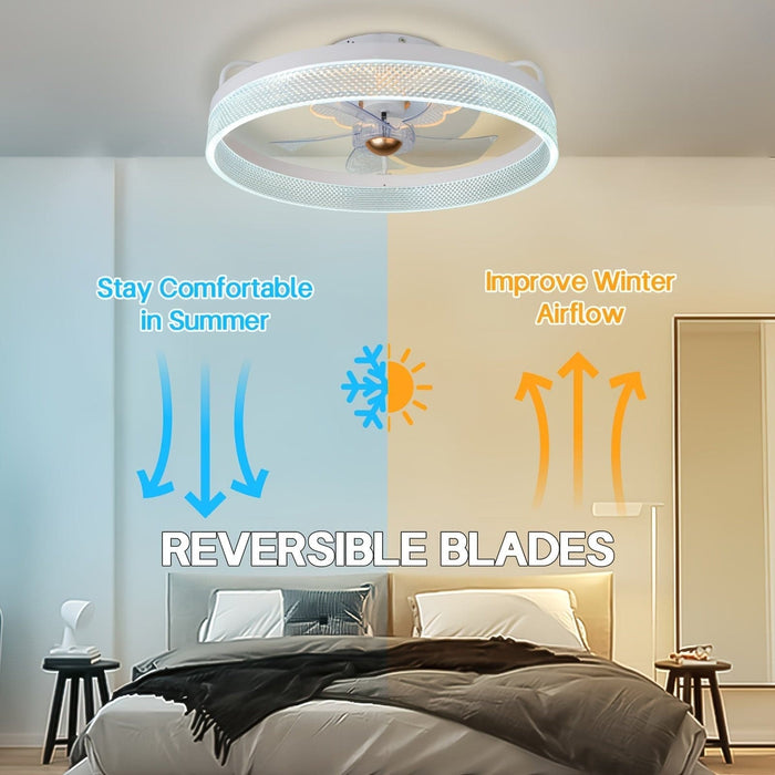 20 in. Modern LED Ceiling Fan with App Remote Control, Dimmable Silent Ceiling Fan for Bedroom Living Room-ErisView