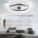 20 in. Modern Low Profile Ceiling Fan with Light, Black Flush Mount Ceiling Fan for Bedroom Living Room-2-ErisView