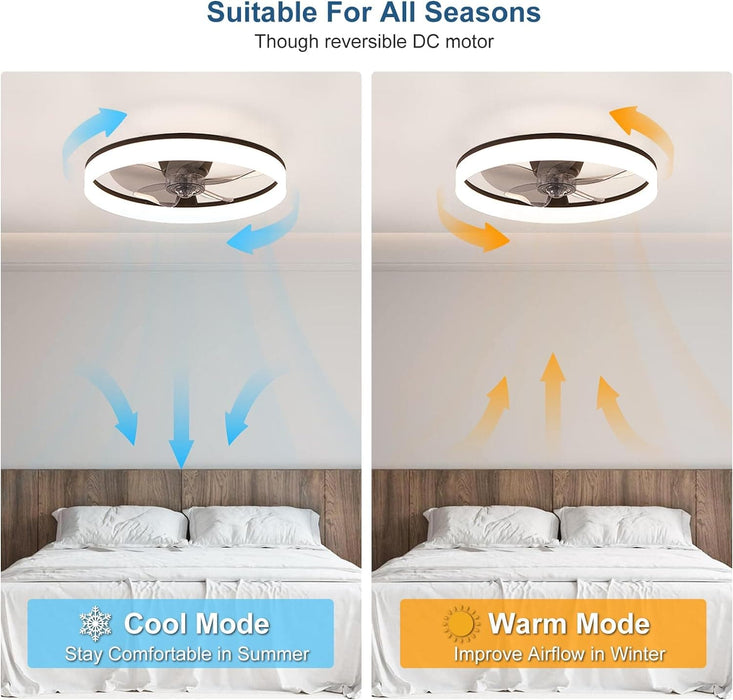 20 in. Modern Low Profile Ceiling Fan with Lights and APP Remote Control, Smart Bladeless Flush Mount Ceiling Fan for Bedroom Living Room-6-ErisView