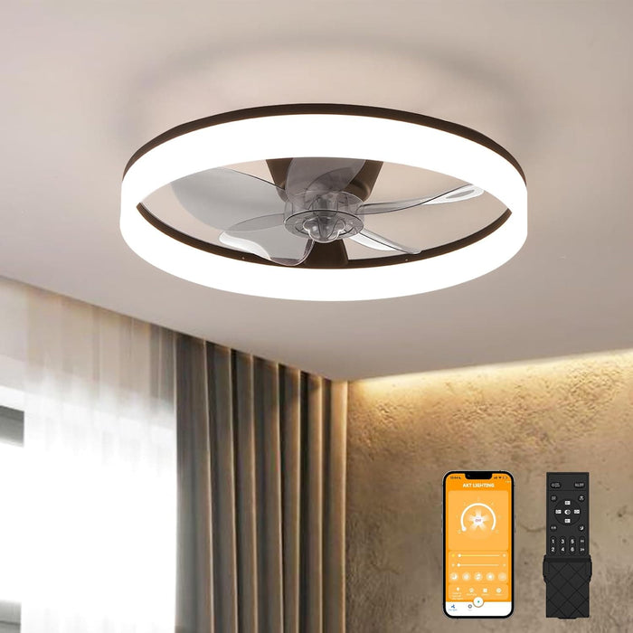 20 in. Modern Low Profile Ceiling Fan with Lights and APP Remote Control, Smart Bladeless Flush Mount Ceiling Fan for Bedroom Living Room-1-ErisView
