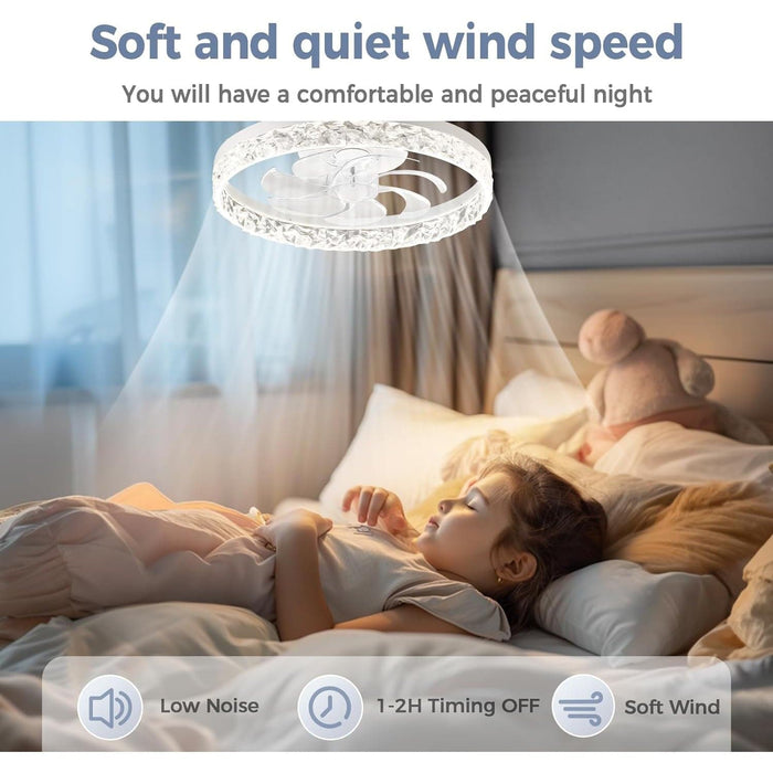 20 in. Modern Remote Control Ceiling Fan and Light, Quiet Ceiling Fans, Low Profile Ceiling Fan, Dimmable Flush Mount Ceiling Fan-4-ErisView
