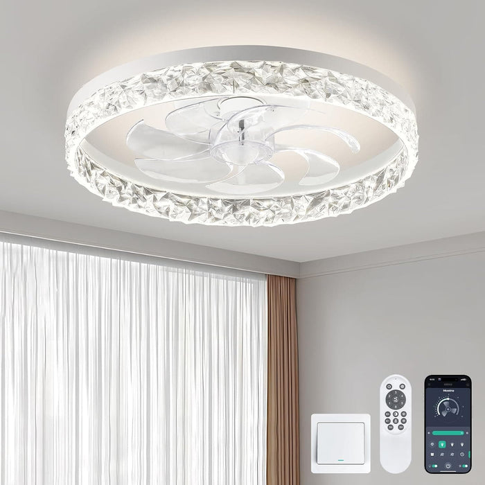 20 in. Modern Remote Control Ceiling Fan and Light, Quiet Ceiling Fans, Low Profile Ceiling Fan, Dimmable Flush Mount Ceiling Fan-1-ErisView