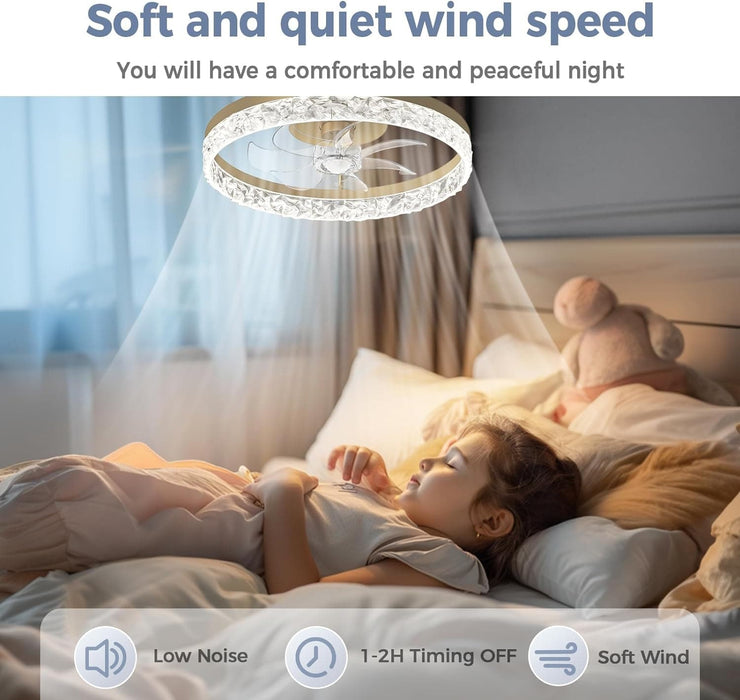 20 in. Modern Remote Control Ceiling Fan and Light, Quiet Low Profile Flush Mount Ceiling Fan-4-ErisView