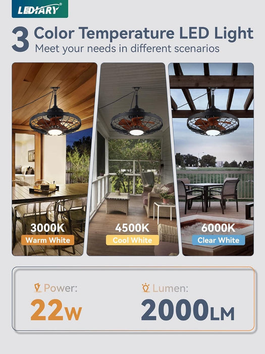20 in. Outdoor Ceiling Fans with Light and Remote Control, Waterproof Caged Portable Ceiling Fan, Hanging Outdoor Fan for Gazebo-3-ErisView