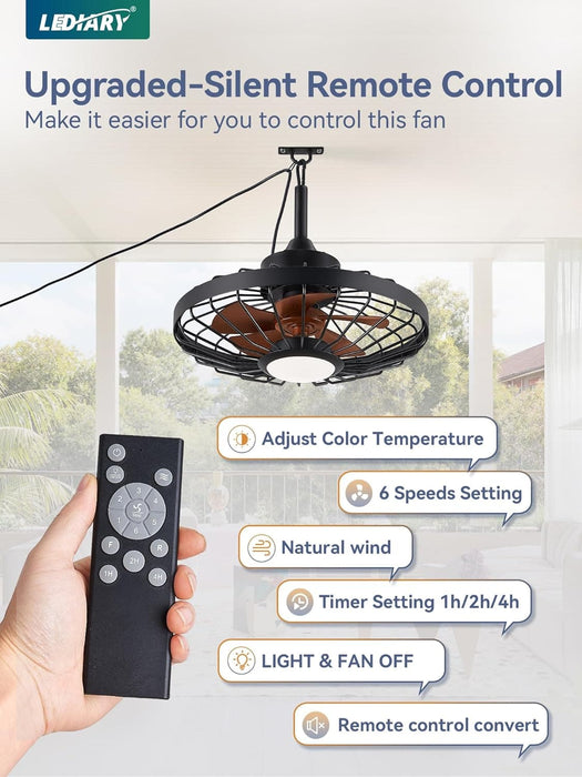 20 in. Outdoor Ceiling Fans with Light and Remote Control, Waterproof Caged Portable Ceiling Fan, Hanging Outdoor Fan for Gazebo-5-ErisView