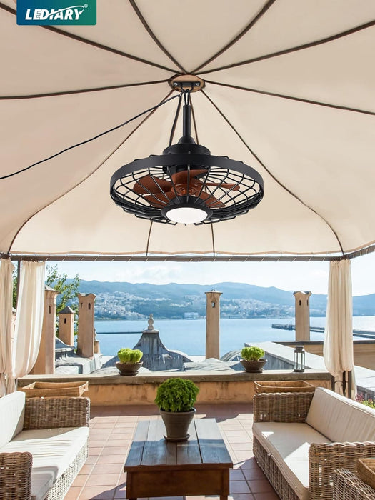 20 in. Outdoor Ceiling Fans with Light and Remote Control, Waterproof Caged Portable Ceiling Fan, Hanging Outdoor Fan for Gazebo-8-ErisView
