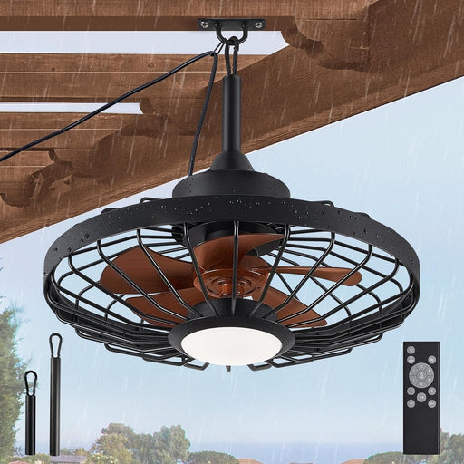 20 in. Outdoor Ceiling Fans with Light and Remote Control, Waterproof Caged Portable Ceiling Fan, Hanging Outdoor Fan for Gazebo-1-ErisView