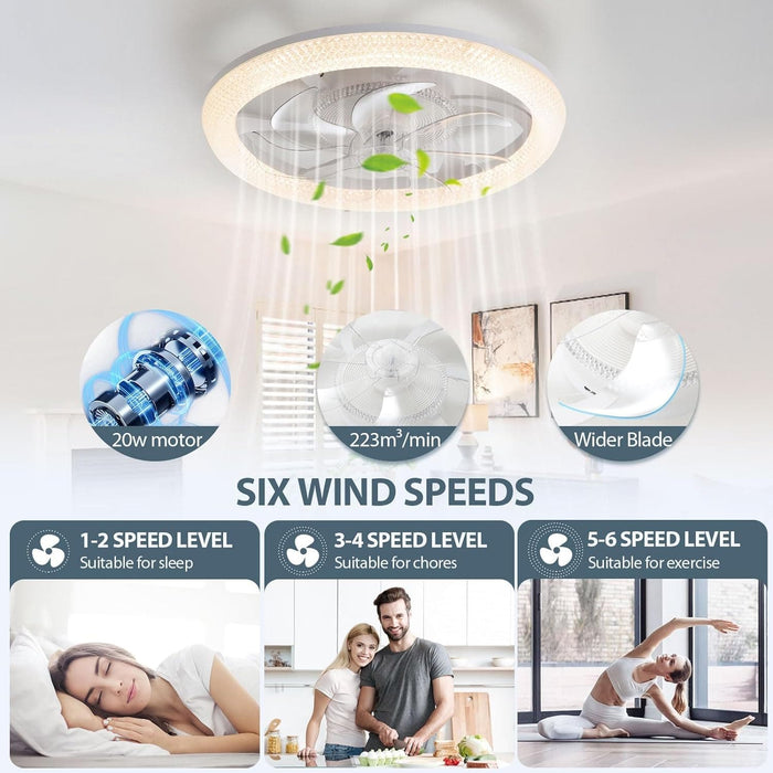 20 in. RGB Ceiling Fan with Lights and Remote APP Control, Flush Mount Low Profile Ceiling Fan, Dimmable Bluetooth Ceiling Fan for Bedroom Living Room-4-ErisView