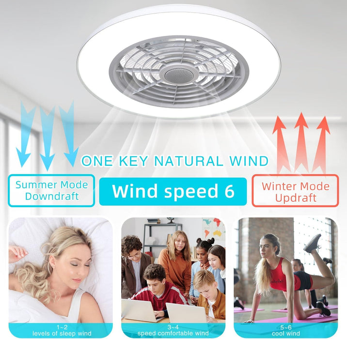 20 in. RGB Low Profile Ceiling Fan with Light, Wi-Fi Bluetooth Speaker Ceiling Fan, Smart Bladeless Ceiling Fan with Alexa Google Assistant APP Control-3-ErisView