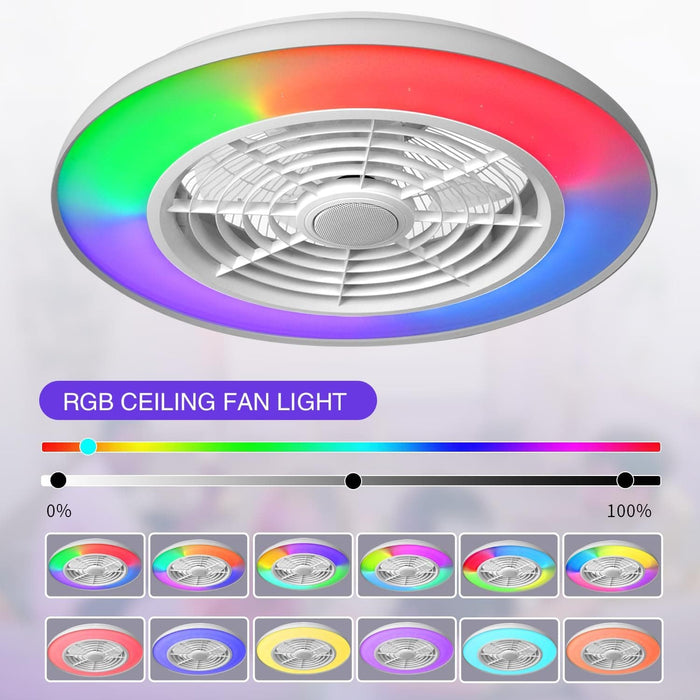 20 in. RGB Low Profile Ceiling Fan with Light, Wi-Fi Bluetooth Speaker Ceiling Fan, Smart Bladeless Ceiling Fan with Alexa Google Assistant APP Control-5-ErisView