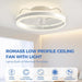 20 in. Remote Control Ceiling Fan and Light APP Control, Modern Smart Low Profile Flush Mount Bladeless Ceiling Fan for Living Room Bedroom Kitchen-3-ErisView