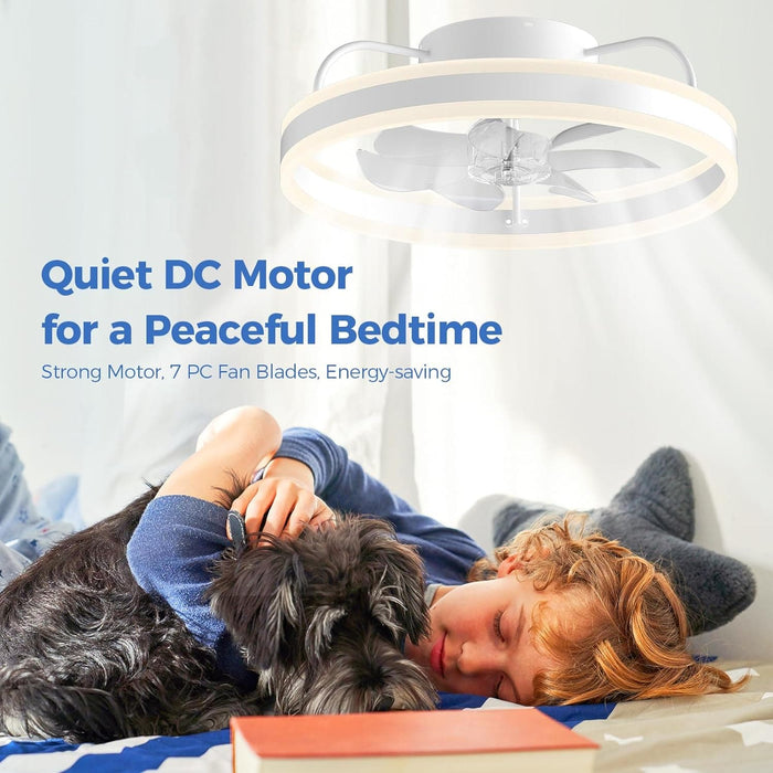 20 in. Remote Control Ceiling Fan and Light APP Control, Modern Smart Low Profile Flush Mount Bladeless Ceiling Fan for Living Room Bedroom Kitchen-6-ErisView