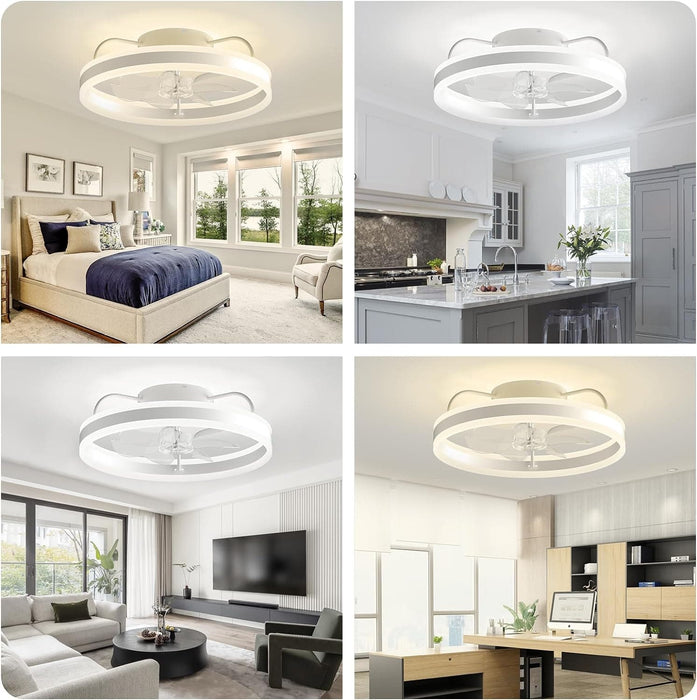 20 in. Remote Control Ceiling Fan and Light APP Control, Modern Smart Low Profile Flush Mount Bladeless Ceiling Fan for Living Room Bedroom Kitchen-7-ErisView