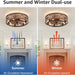 20 in. Rustic Flush Mount Ceiling Fans with Remote, Low Profile Farmhouse Ceiling Fan with Light, Modern Caged Crystal Ceiling Fan Lights Fixture-4-ErisView