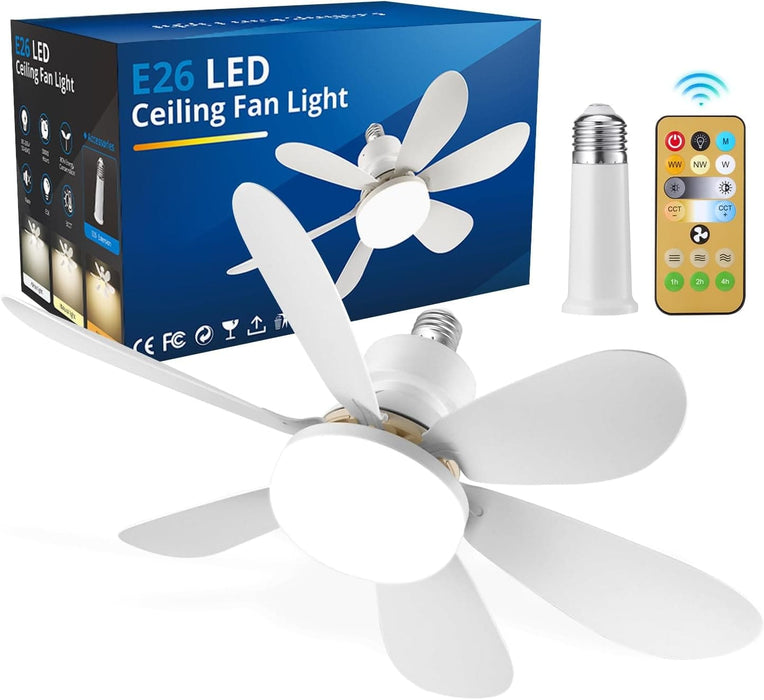20 in. Screw In 6 Blades Small Ceiling Fan, Ceiling Fans with Lights, Dimmable Socket Ceiling Fan-1-ErisView